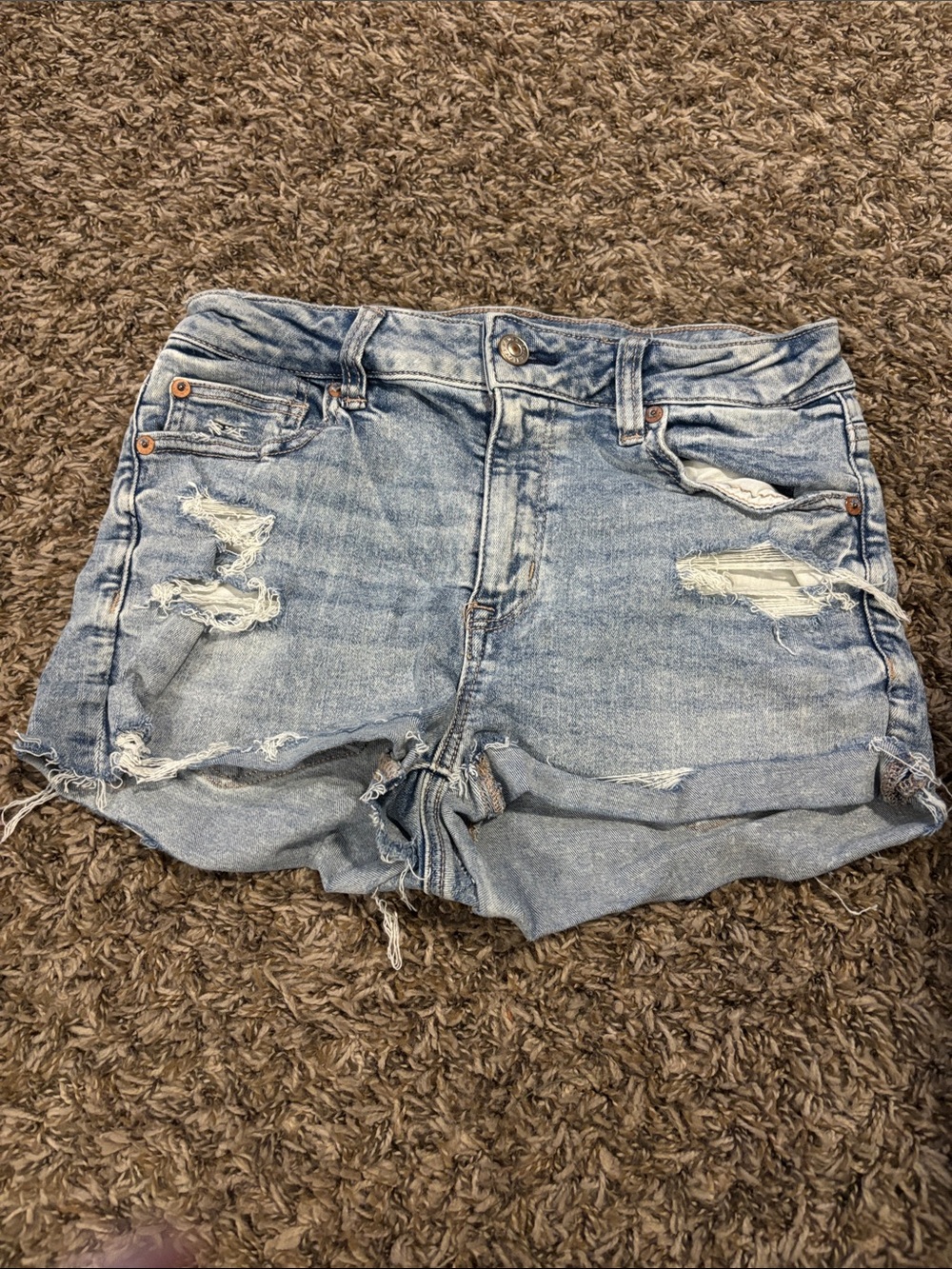 American Eagle Outfitters Light Blue Distressed Denim Cutoff Shorts